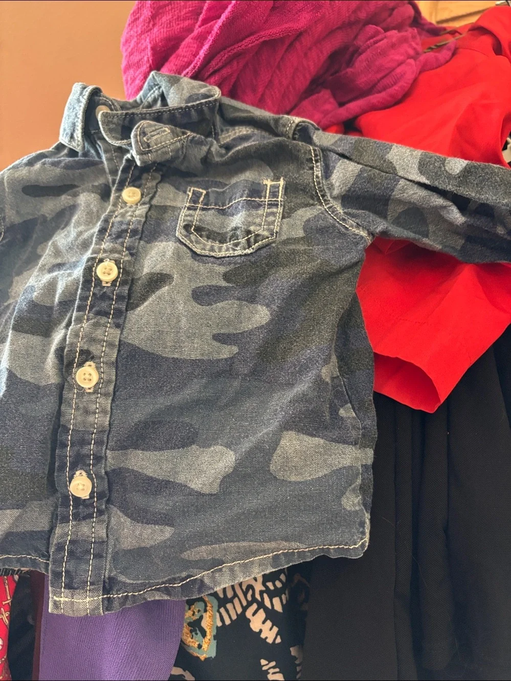 Carter's Blue Camouflage Button-Up Shirt 6 Months